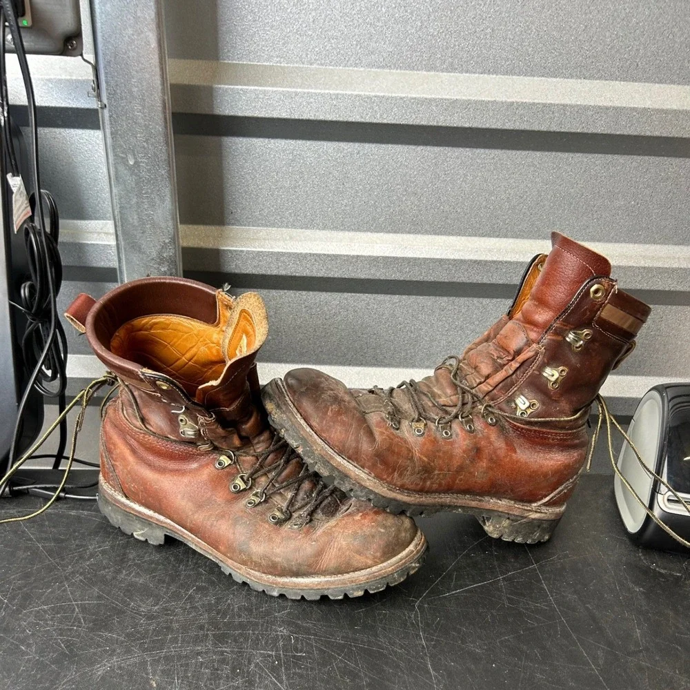 1960's Herman Survivors 89227 Brown Leather Work Boots Mens 11 M Vibram Sole USA